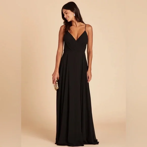 NWT Birdy Grey Dress KAIA DRESS CHIFFON Black Medium Formal Gown Best Seller - Picture 2 of 10